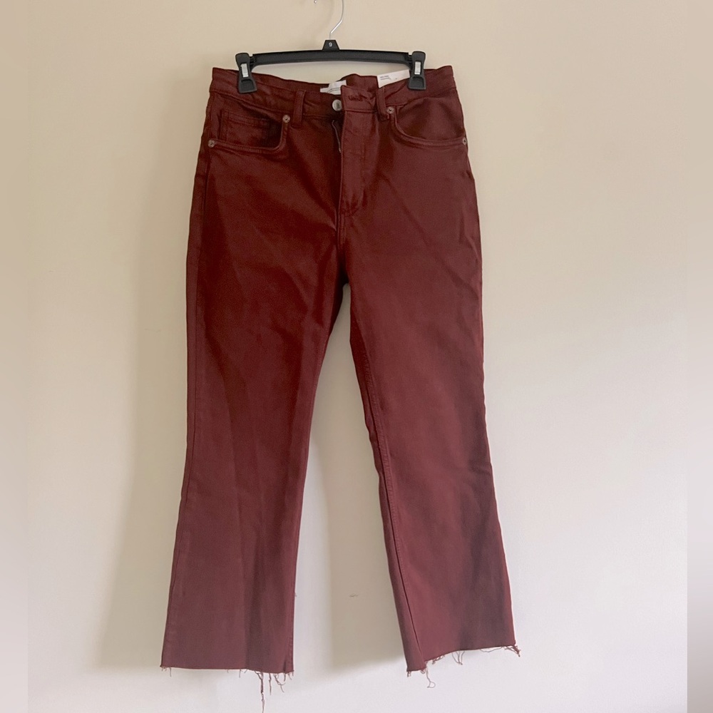 Zara flare Cropped burgundy pants